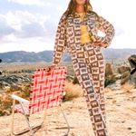 Wrangler Free people x  collab cream brown logo flare denim pants spring jeans Photo 0