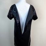Robert Rodriguez Dress Womens 6 Black Sequin Mini Shift Short Sleeve Cocktail Photo 7