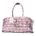 Ulta Beauty Pink Plaid Travel Gym Bag Outer Pockets Double Handle Weekend NWT Photo 0