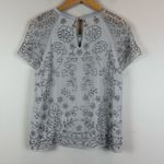 Needle & Thread Top Womens 4 Gray Floral BeadedShort Sleeve Blouse Spring Motif Photo 5