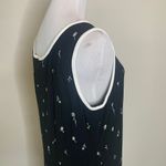 Vintage Black Tank Dress Sz XL Flower Design White Trim Photo 3