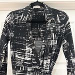 Calvin Klein  Wrap Mini Dress Collared V Neck Black White Print sz 4 Photo 3