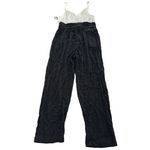 Leith Jumpsuit Womens Medium Black White Paperbag Surplice V Neck Photo 3