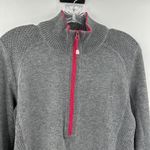 Eddie Bauer Gray Mock Neck Half Zip Pullover Knit Sweater Women's Size Medium Photo 3
