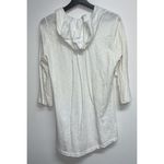 Soft Surroundings Womens Embroidered Top Size M Hooded Beaded 3/4 Sleeve Button Photo 3