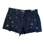 Hot Kiss  Women’s Black Rivets High Rise Shortie Jean Shorts Size 12 NWT Photo 0