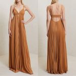 ALC Frank A.L.C Arianna Cutout Pleated Maxi Dress in Bronze Tone Photo 2