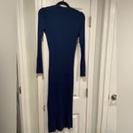 525 America 525 Size XS Blue Button Down Wide Rib Knit Duster Cardigan Dress Soft Stretch Photo 6