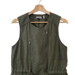 Athleta  Wanderabout 100% Linen Olive Green Utility Tunic Length Zip Vest S Photo 2