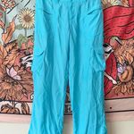 frankie's bikinis Chilli Satin Mid Rise Aquamarine Cargo Pants Photo 2