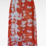 New Directions Orange & White Abstract Chiffon Handkerchief Skirt Size Large Photo 3