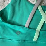 Lululemon Energy Bra in Eucalyptus Green w/Pale Green and Grey Straps, sz 6 Photo 4