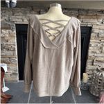 BKE  Beige Ribbed Knit Top Photo 4