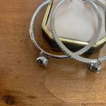 Juicy Couture  Silver E-Channel Hoop Crystal Earrings with Dangling Heart Charms Photo 3