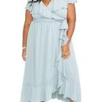Show Me Your Mumu Show‎ Me Your Mumu Jess Ruffle Chiffon Wrap Dress Silver Sage Plus Size 3X Photo 0