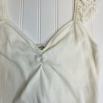 Urban Outfitters  White Eyelet Ruffle Ribbed Crop Top Ruched Bust Sz Medium Photo 2