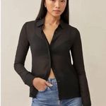 Reformation  Violet Sheer Button Down Top Black Women’s Size 6 Career Business Photo 0