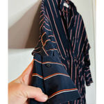 ALC Frank ALC Women's Black Nico Surplice Long Sleeve Striped Silk Midi Dress Size 2 Photo 4