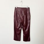 Lucy Paris [] Burgundy Faux Leather Belted High Rise Kick Flare Pants Sz Medium M Photo 2