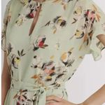 NWT Lauren Ralph Green Floral Crinkled Georgette A Line Dress Sz 6 No Belt Photo 1