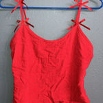 Sienna Sky Vibrant Red linen Blend bow detail Crop top Photo 0