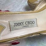 Jimmy Choo  dark yellow/gold Patent Wedge Sandals Photo 8