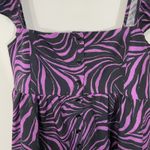 En Saison Purple Black Tiger Print Ruffle Strap Tiered Midi Dress Size SMALL Photo 5