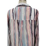 Bella Dahl Button Down Shirt Coastal Stripe Cream Pink Blue Size Medium Photo 9