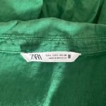 ZARA  Green Linen Cropped Button-Down Short Sleeve Shirt Size Large Photo 2