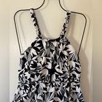 Shade & Shore  Monochrome Black White Floral Halter Tie Back Tankini XL Photo 1