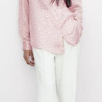ZARA  Light Pink Patterned Satin Effect Blouse Size S Photo 0