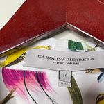 Carolina Herrera Multicolor Bird Print Button-Up Top Blouse sz 16 Photo 1