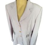Vertigo Paris  (Made In France) Lilac Wool‎ Blend Silver Belted Blazer Size 14 Photo 4