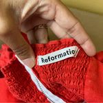 Reformation  Orange Red Linen Tie Front Dress Photo 5