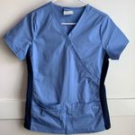 Uniform Advantage UA Butter-Soft Stretch Two Toned Blue Scrub Top Photo 0