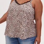 Torrid Sophie Satin Lace Trim Swing Cami Cheetah Leopard Print Plus Size 2X Photo 0