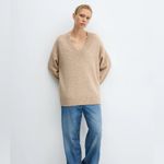 Mango Women's V-Neck Sweater in Tan Photo 1