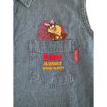 Looney Tunes Vintage Taz Devil Denim Vest Embroidered Cartoon Size 18/20W Photo 2