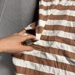 Pact  Striped White & Taupe Short Sleeve 100% Organic Cotton Twist Back Dress S Photo 1