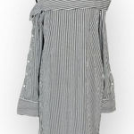 Robert Rodriguez  Cold Shoulder Shirt Mini Dress Women's 4 Black White Striped Photo 0