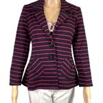 Cheryl Nash Windridge Womens Tailored Blazer Suit Jacket Striped Black Pink Med Photo 0