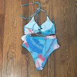 Raisin's Costa Strappy Top High Waisted Bottom Bikini Set Palm Blue size s NWT Photo 3