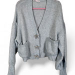 ZARA Wool Blend Oversized Cardigan Sweater Womens S Rhinestone Bow Coquette Photo 0