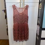 Free People New beaded sheer Marsala Pink Black Mesh slip dress Fall Holiday Photo 14