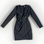 Lulus Classy Gal Forest Black Long Sleeve Faux Wrap Bodycon Mini Dress XS Photo 5