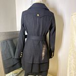 Guess Vintage  Black Double Breasted Wool Trench Coat with Gold Accents Photo 4