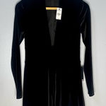 EXPRESS NEW  Black Velvet Romper Long Sleeve Plunge Neckline | S Photo 0