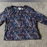 Cloth & Stone  Shirt Multicolor Long Sleeve Elastic Smock Neck Wrists Crop M Photo 0