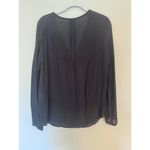 Gerard Darel  Womens Black Semi Sheer Long-Sleeve Blouse Shirt Top Size 36 Silk Photo 14
