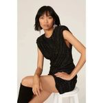 IRO NWT  Metallic Deep V Ruched Mini Dress Black White Size 36 US 4 Photo 8